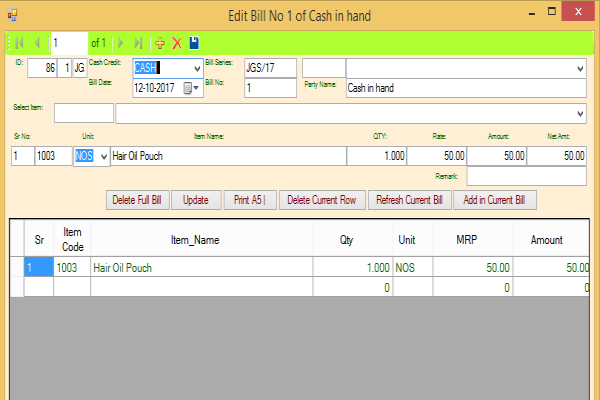 Edit Selected Bill